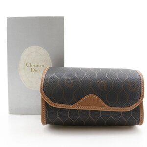 Dior Honeycomb Pattern Pouch novelty Brown PVC unisex